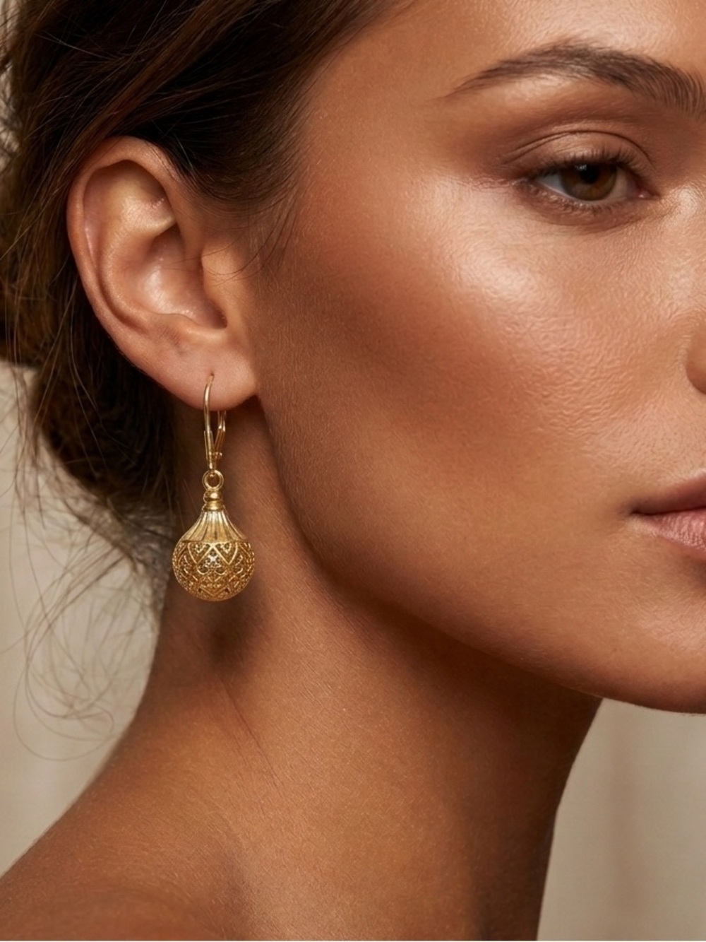 14k Gold Plated 925 Sterling Silver Vintage Elegant Filigree Drop Earrings